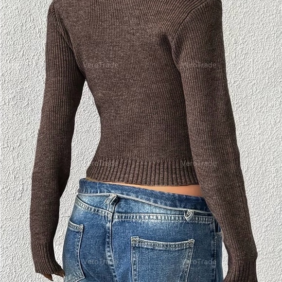 Cream Ribbed Knit Sweater - Picture 6 of 9